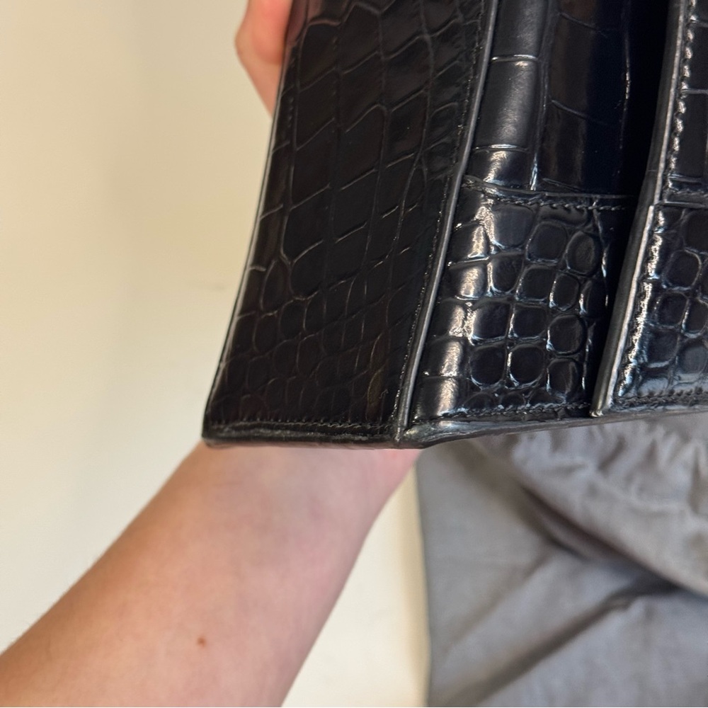 Balenciaga Hourglass Small Black Croc-Embossed Handbag - Picture 15 of 17